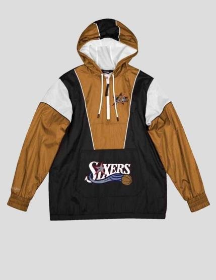 chaqueta mitchell ness highlight reel philadelphia 76ers windbreaker black
